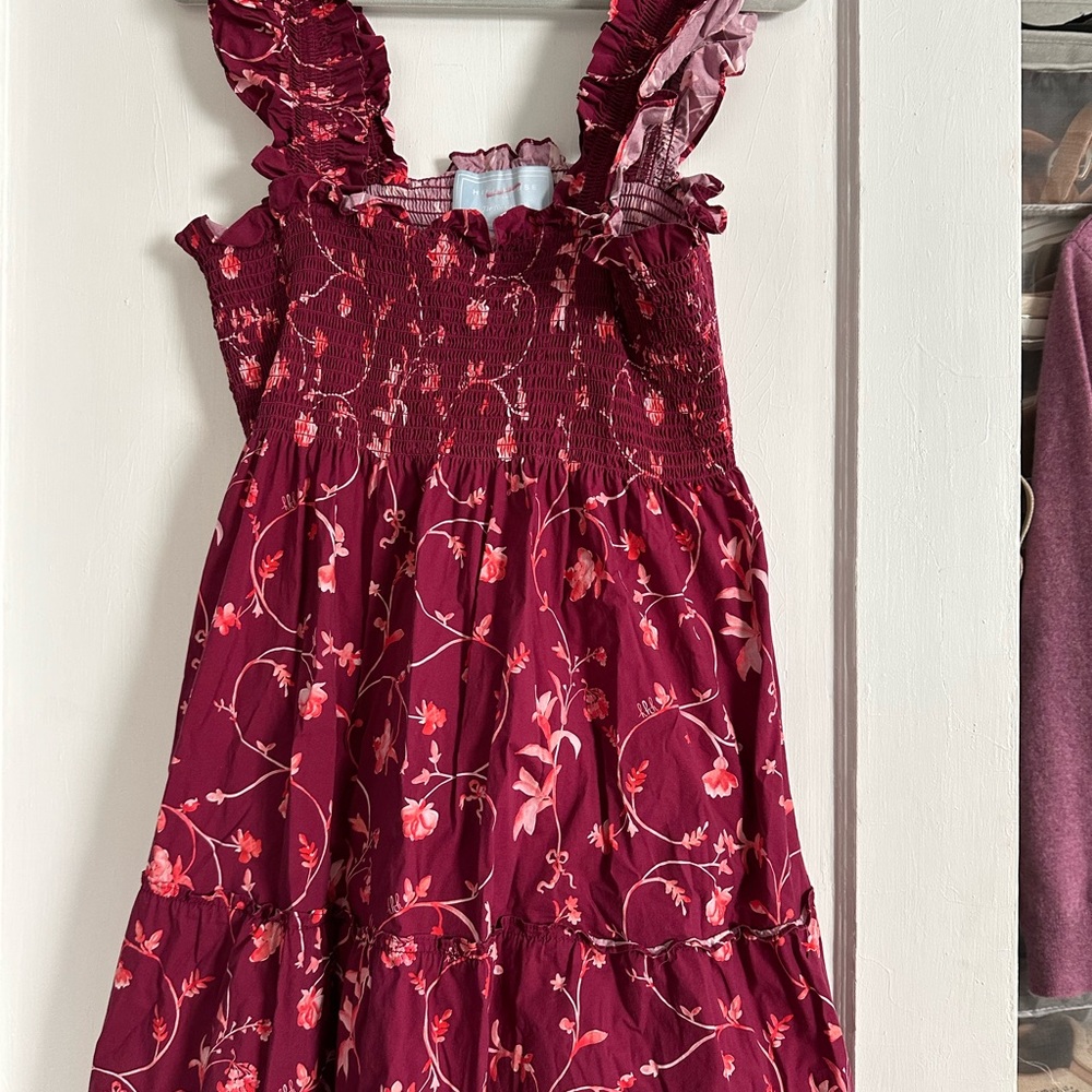 Hill House Burgundy Botanical Floral Ellie Nap Dress